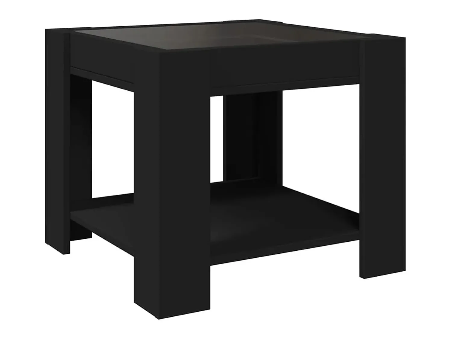 Mesa De Centro|vidaxl Mesa de centro c/ LEDs 53x53x45 cm derivados de madeira Preto