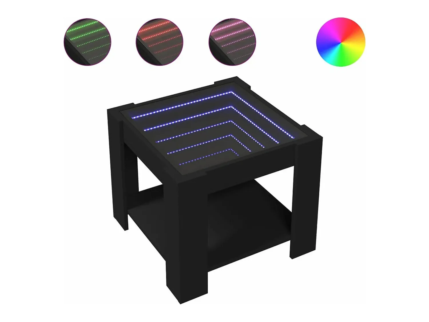 Mesa De Centro|vidaxl Mesa de centro c/ LEDs 53x53x45 cm derivados de madeira Preto