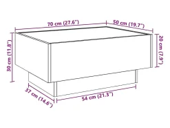 vidaxl Mesa de centro c/ LEDs 70x50x30 cm derivados de madeira^ Mesa De Centro