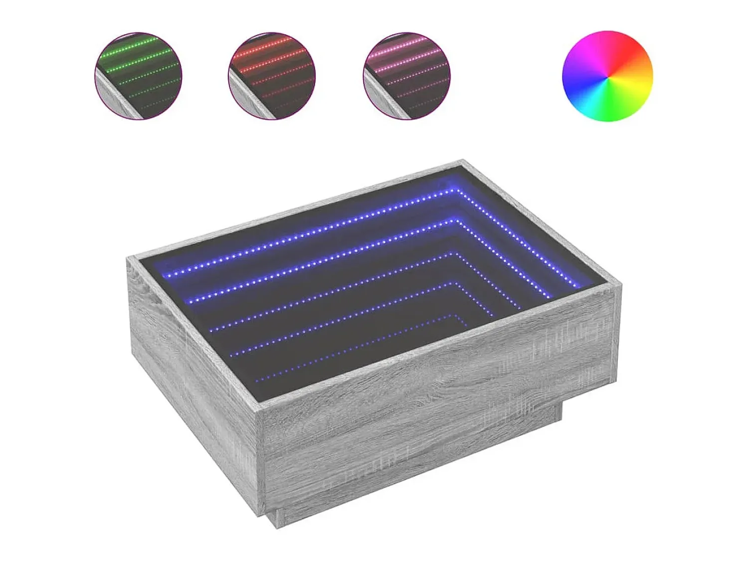 vidaxl Mesa de centro c/ LEDs 70x50x30 cm derivados de madeira^ Mesa De Centro