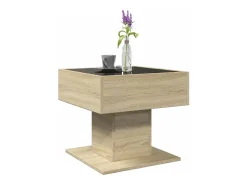 Mesa De Centro|vidaxl Mesa de centro c/ LEDs 50x50x45 madeira processada Natural claro