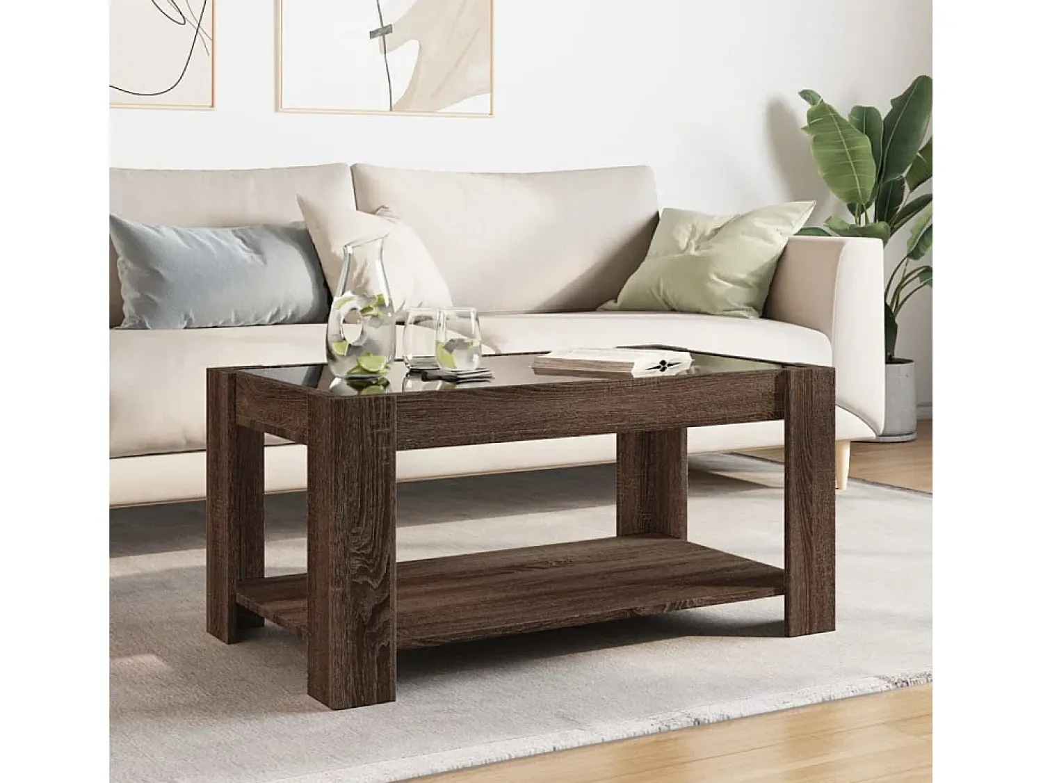 Sale vidaxl Mesa de centro c/ LEDs 93x53x45 cm madeira processada Natural claro