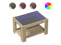Mesa De Centro*vidaxl Mesa de centro c/ LEDs 73x53x45 cm derivados de madeira Natural claro