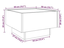 Mesa De Centro*vidaxl Mesa de centro c/ LEDs 50x50x30 cm derivados de madeira Natural claro