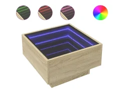 Mesa De Centro*vidaxl Mesa de centro c/ LEDs 50x50x30 cm derivados de madeira Natural claro