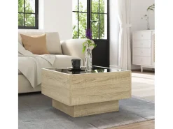 Mesa De Centro*vidaxl Mesa de centro c/ LEDs 50x50x30 cm derivados de madeira Natural claro