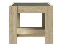 Mesa De Centro*vidaxl Mesa de centro c/ LEDs 53x53x45 cm derivados de madeira Natural claro
