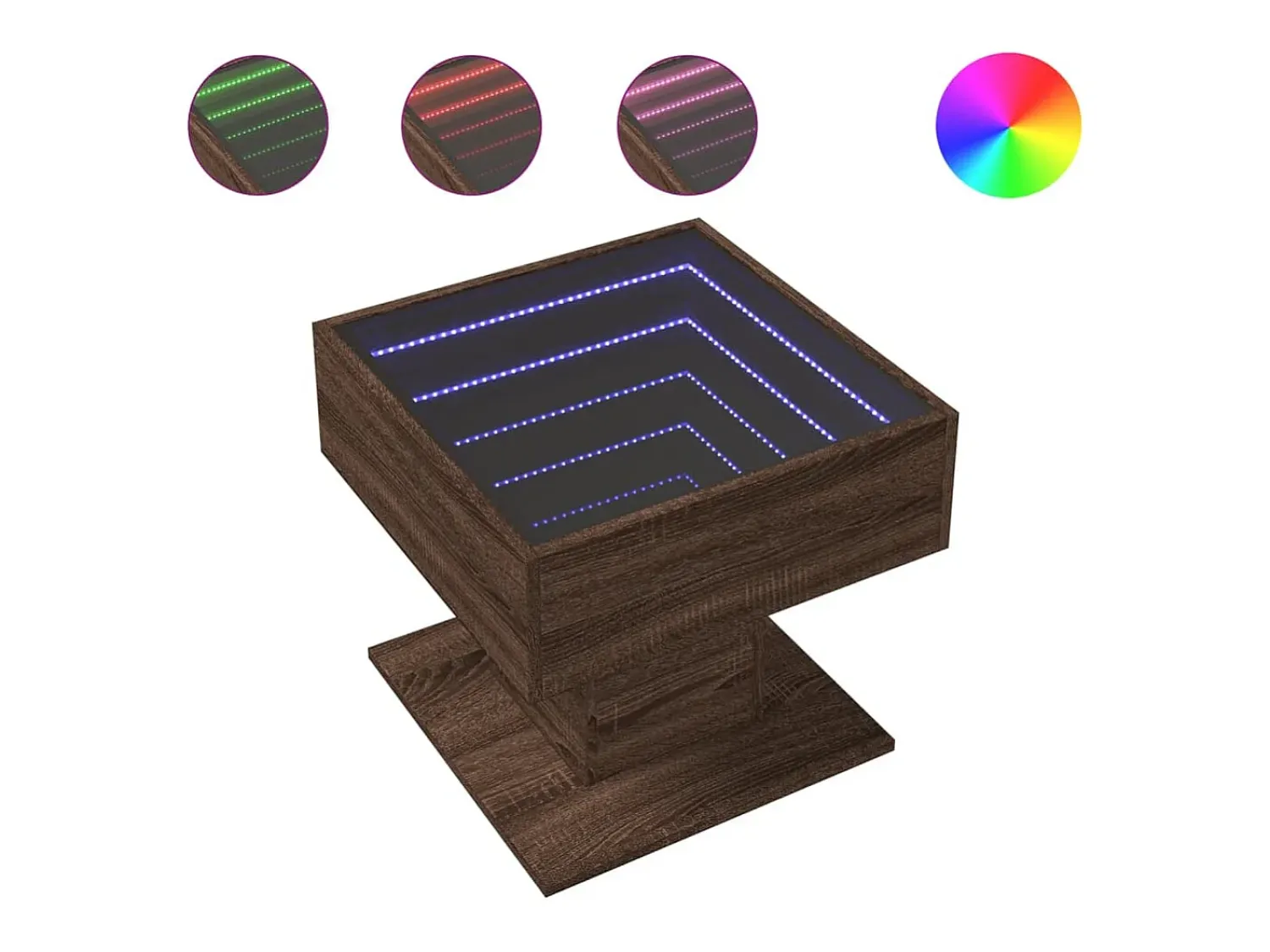 Mesa De Centro*vidaxl Mesa de centro c/ LEDs 50x50x45 madeira processada Natural claro
