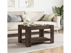 Discount vidaxl Mesa de centro c/ LEDs 73x53x45 cm derivados de madeira Natural claro