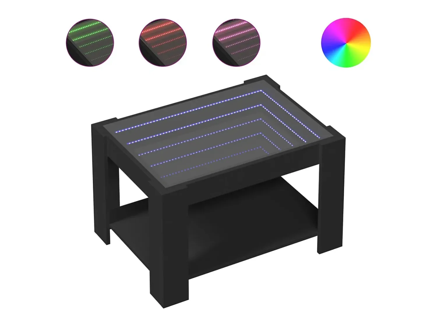 Mesa De Centro|vidaxl Mesa de centro c/ LEDs 73x53x45 cm derivados de madeira Preto
