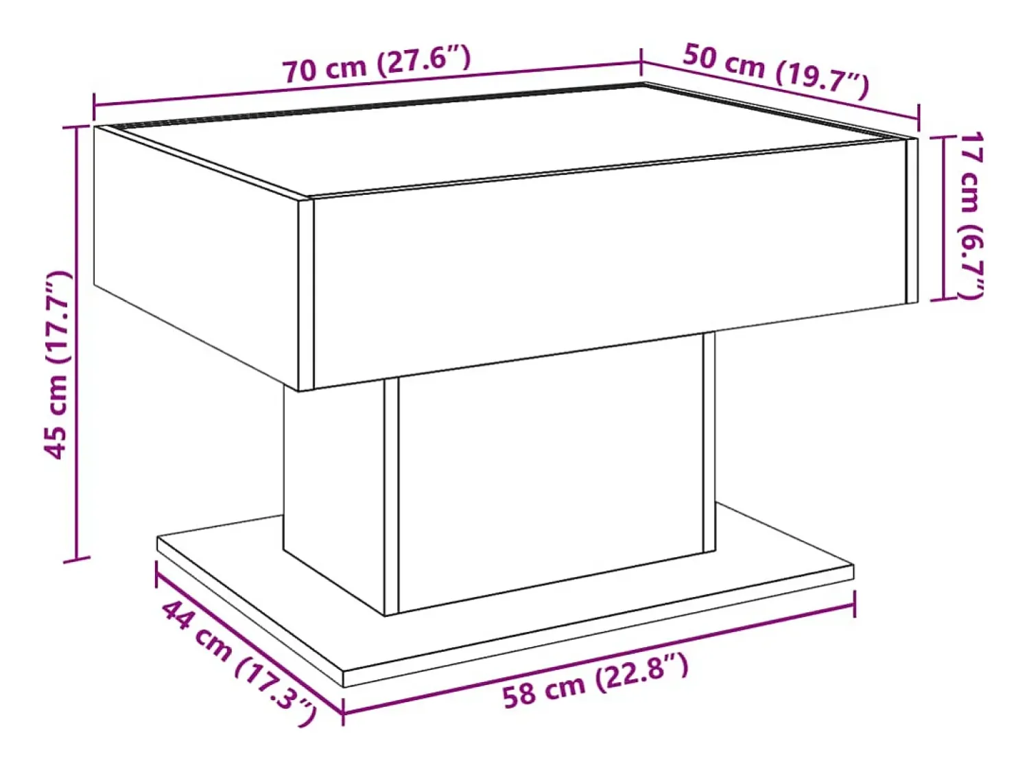Mesa De Centro|vidaxl Mesa de centro c/ LEDs 70x50x45 cm derivados de madeira Cinzento