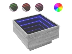 Hot vidaxl Mesa de centro c/ LEDs 50x50x30 cm derivados de madeira Cinzento