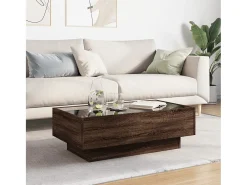 Mesa De Centro*vidaxl Mesa de centro c/ LEDs 90x50x30 cm derivados de madeira Natural claro