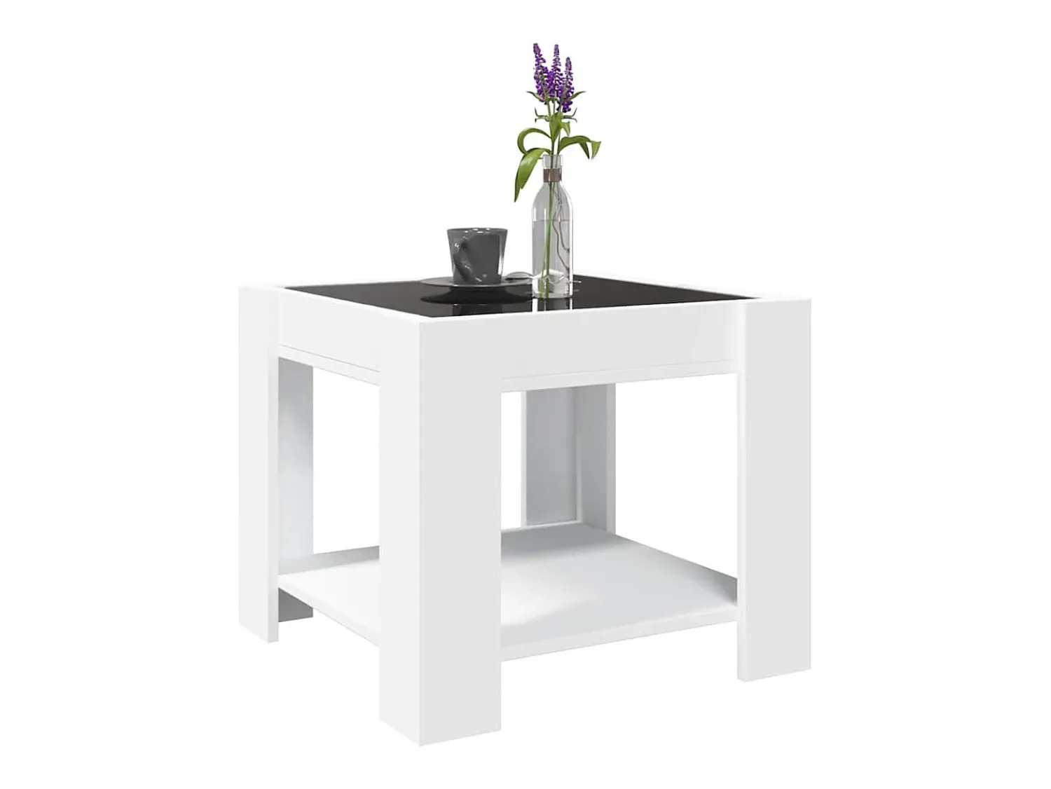 vidaxl Mesa de centro c/ LEDs 53x53x45 cm derivados de madeira^ Mesa De Centro