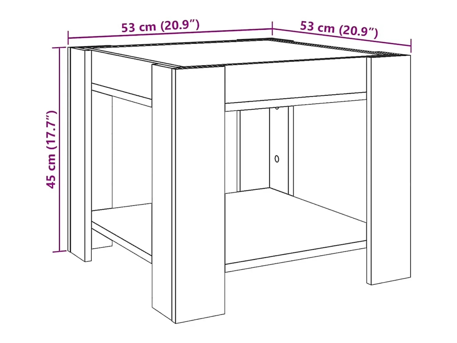 vidaxl Mesa de centro c/ LEDs 53x53x45 cm derivados de madeira^ Mesa De Centro