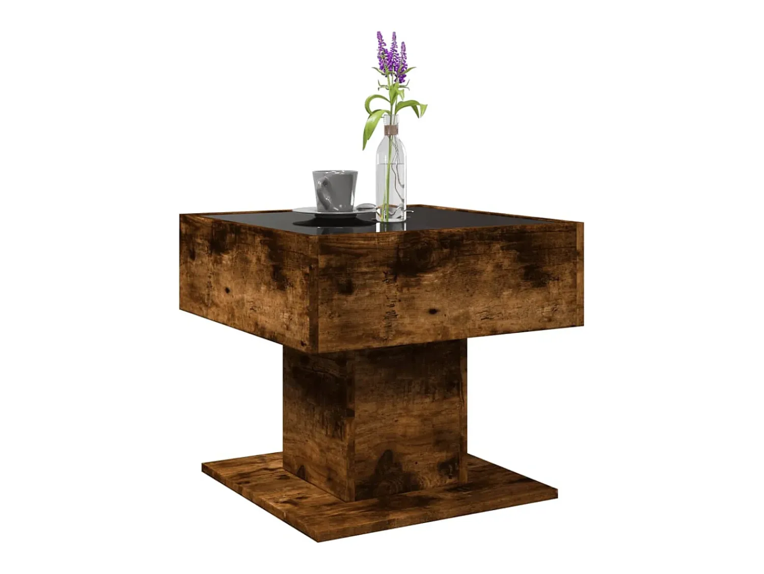 Mesa De Centro|vidaxl Mesa de centro c/ LEDs 50x50x45 madeira processada Natural claro