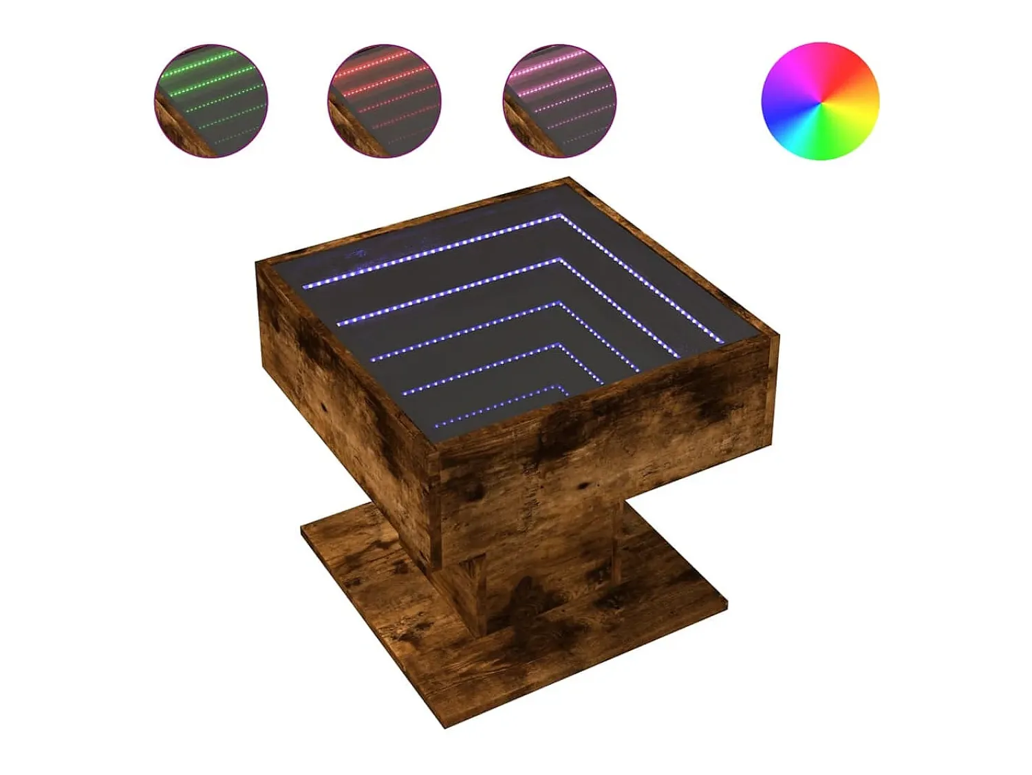 Mesa De Centro|vidaxl Mesa de centro c/ LEDs 50x50x45 madeira processada Natural claro