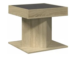 Mesa De Centro|vidaxl Mesa de centro c/ LEDs 50x50x45 madeira processada Natural claro