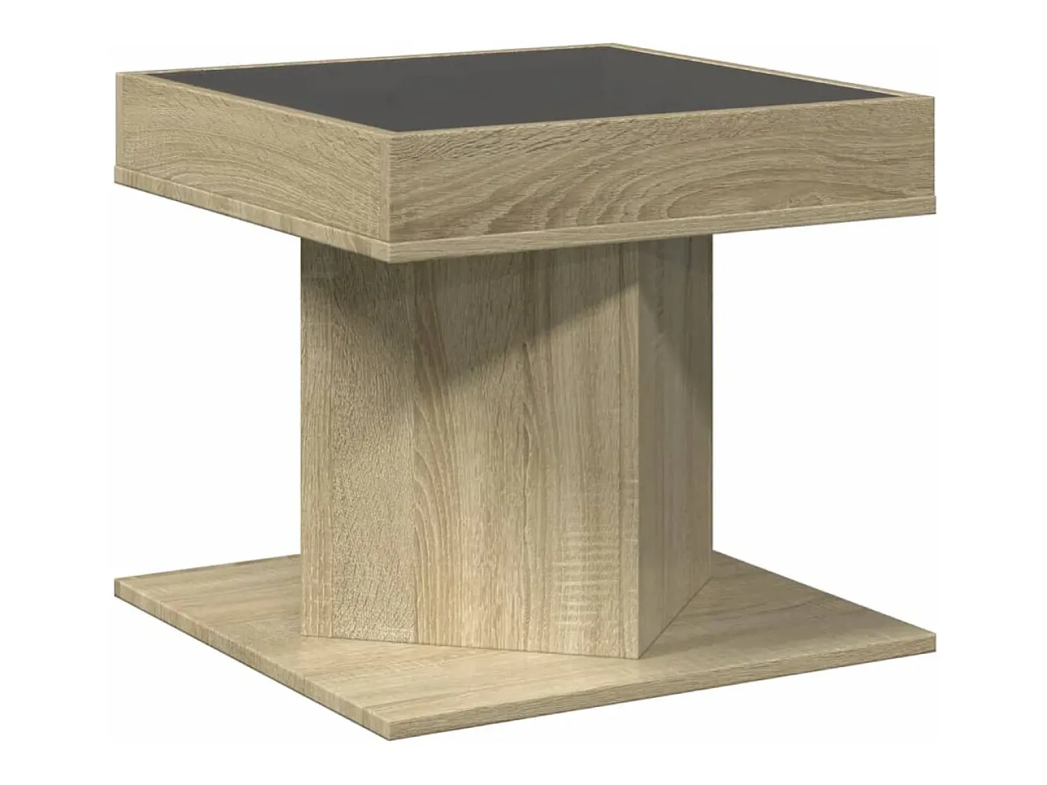 Mesa De Centro|vidaxl Mesa de centro c/ LEDs 50x50x45 madeira processada Natural claro