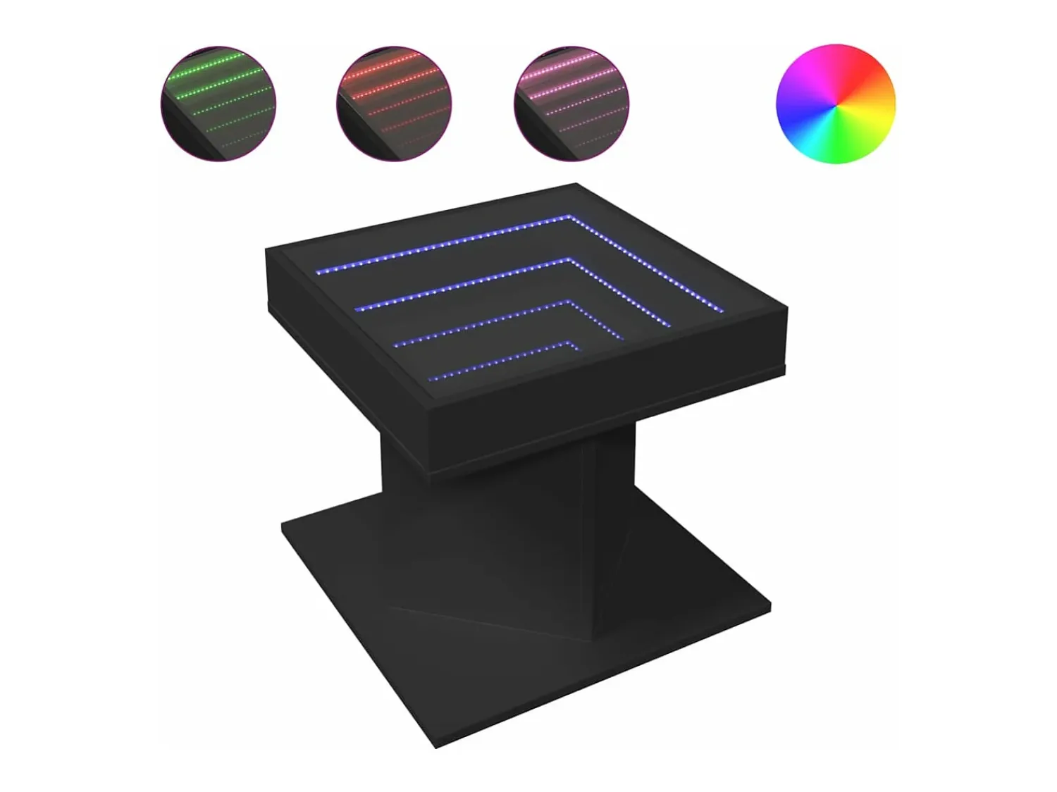 Mesa De Centro|vidaxl Mesa de centro c/ LEDs 50x50x45cm contraplacado brilhante Preto