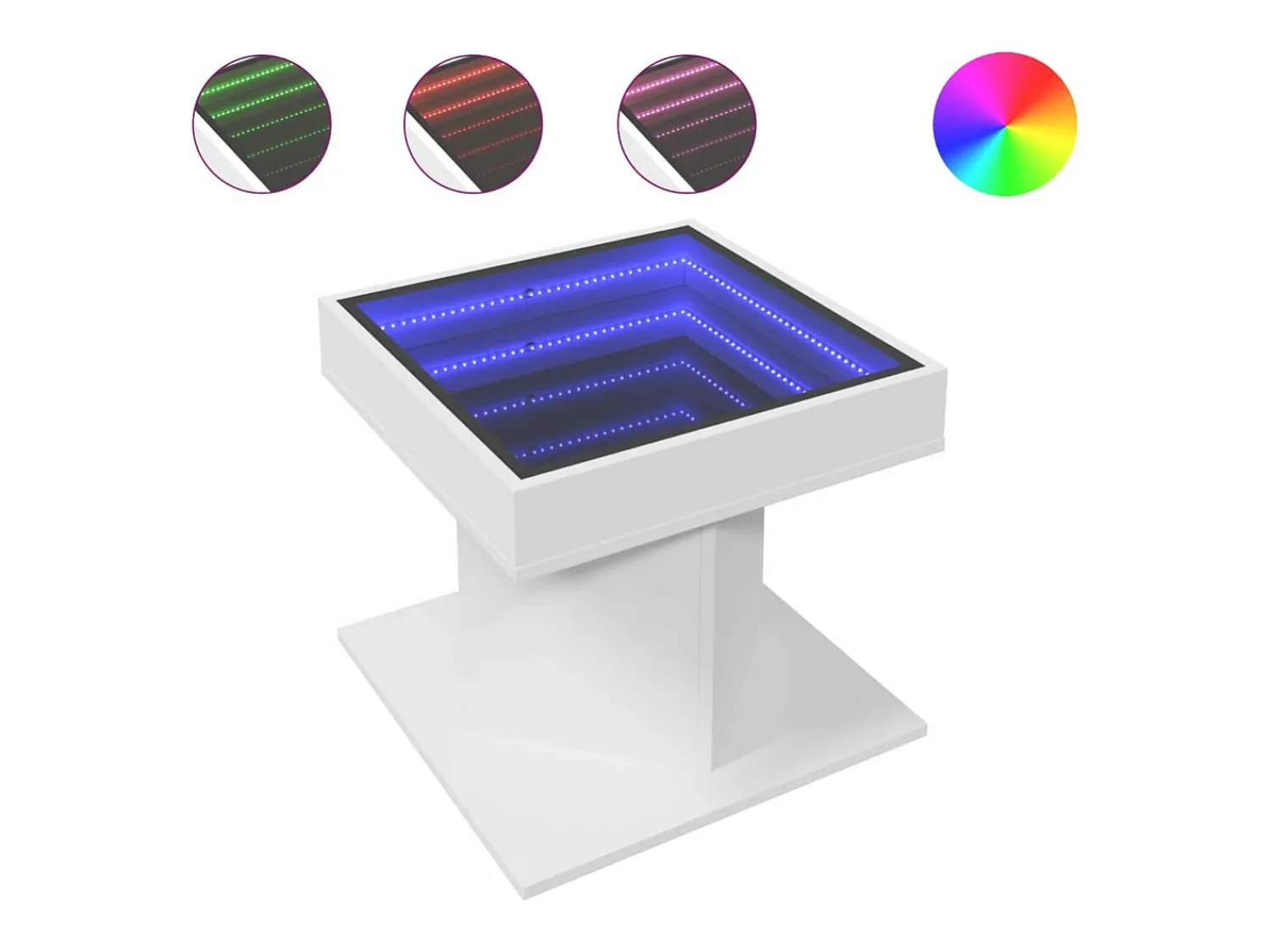 vidaxl Mesa de centro c/ LEDs 50x50x45cm derivados de madeira^ Mesa De Centro
