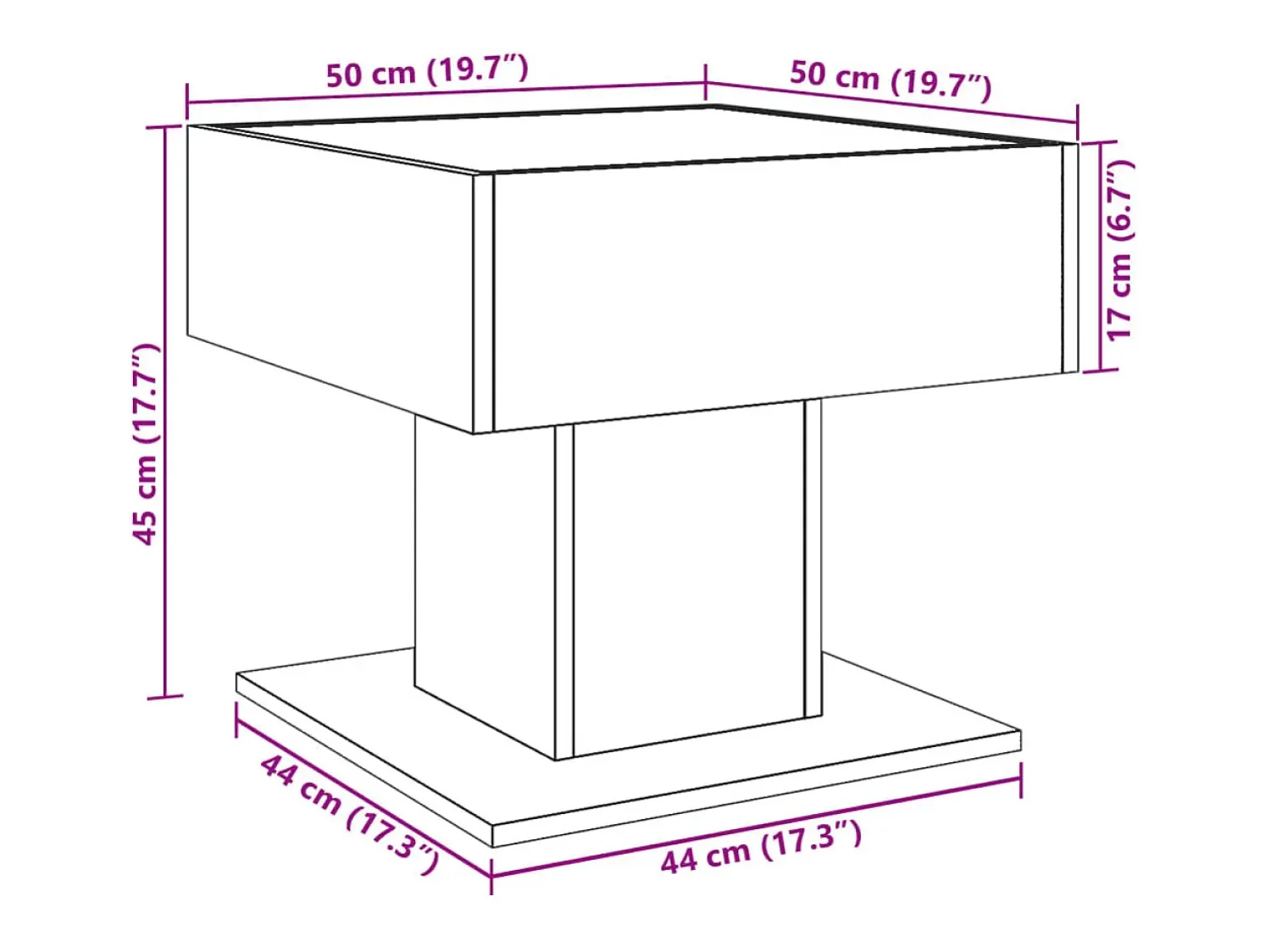 Mesa De Centro|vidaxl Mesa de centro c/ LEDs 50x50x45cm derivados de madeira Branco