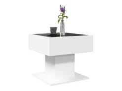 Mesa De Centro|vidaxl Mesa de centro c/ LEDs 50x50x45cm derivados de madeira Branco