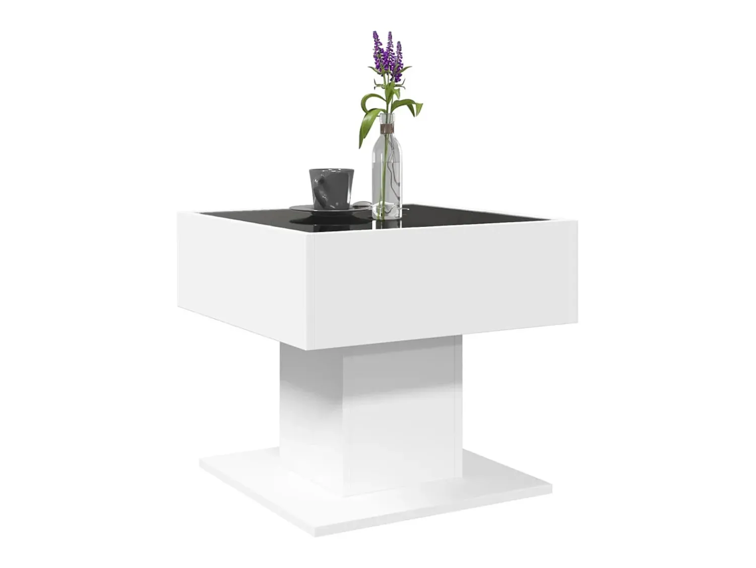 Mesa De Centro|vidaxl Mesa de centro c/ LEDs 50x50x45cm derivados de madeira Branco