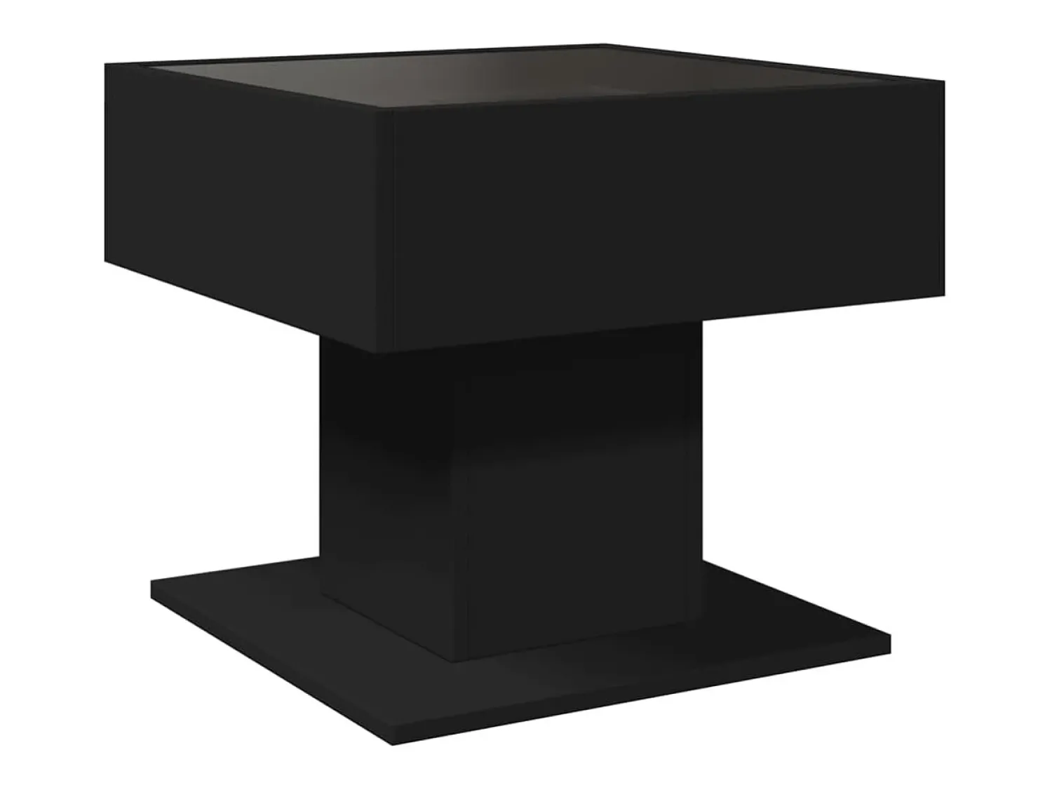 Outlet vidaxl Mesa de centro c/ LEDs 50x50x45cm contraplacado brilhante Preto