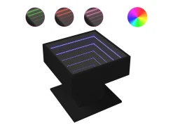 Outlet vidaxl Mesa de centro c/ LEDs 50x50x45cm contraplacado brilhante Preto