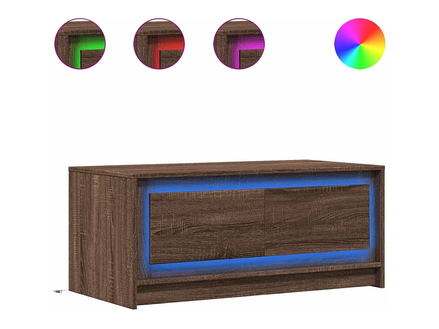 Mesa De Centro|vidaxl Mesa de centro c/ luzes LED derivados madeira carvalho castanho Natural claro