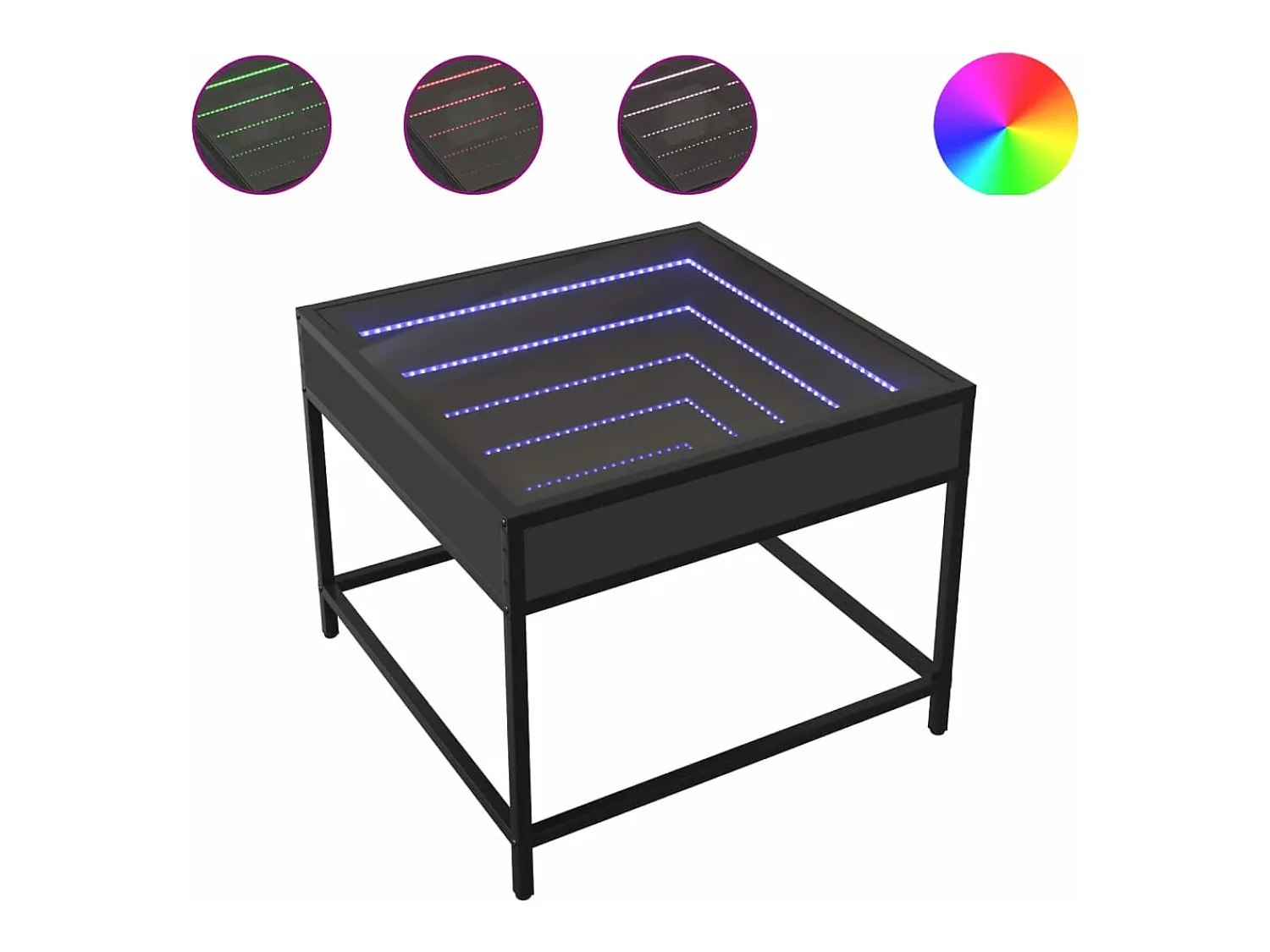 Mesa De Centro|vidaxl Mesa de centro c/ luzes LED Infinity 50x50x41 cm Preto