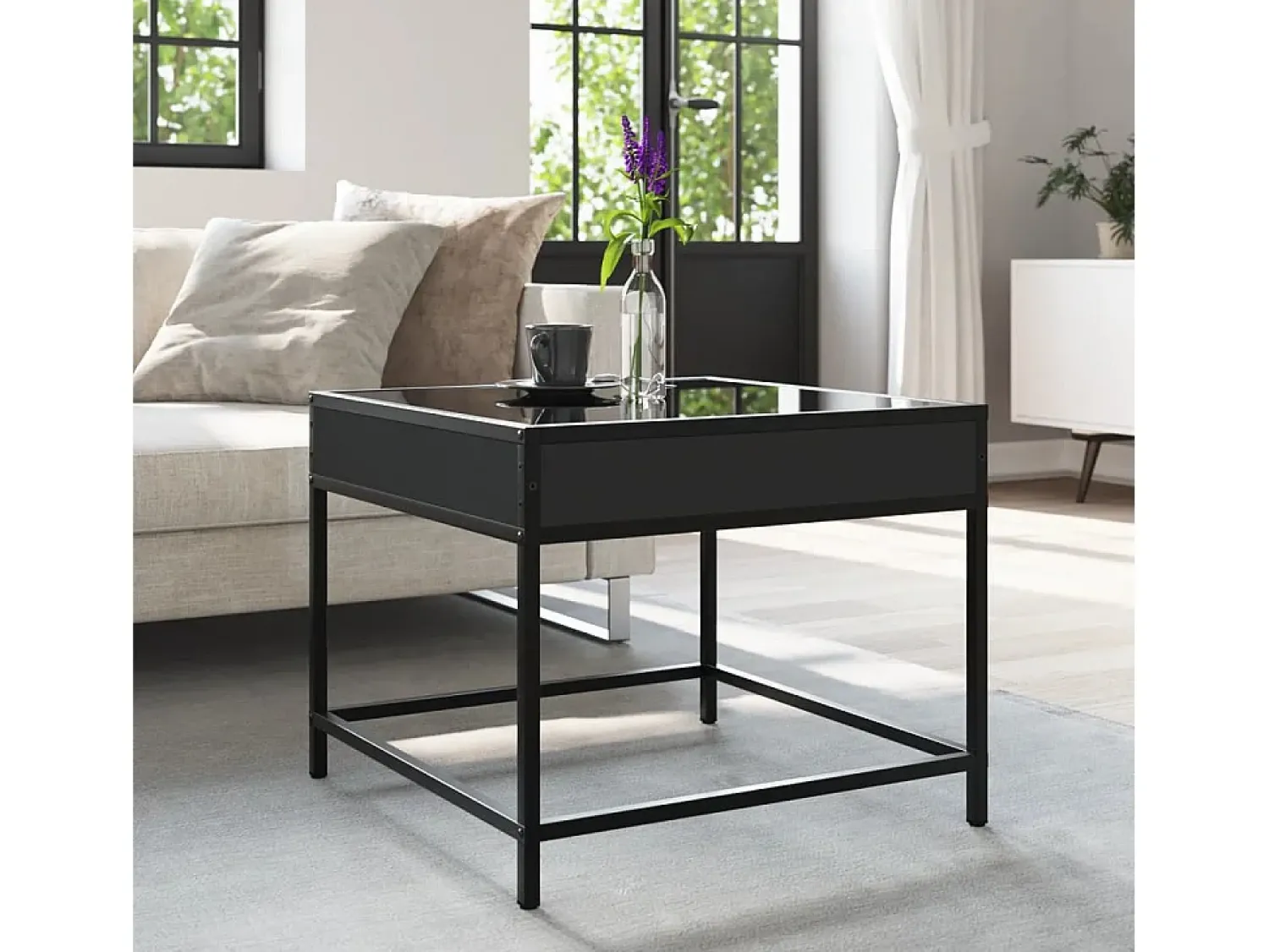 Mesa De Centro|vidaxl Mesa de centro c/ luzes LED Infinity 50x50x41 cm Preto