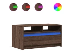 Discount vidaxl Mesa de centro c/ luzes LED derivados madeira carvalho castanho Natural claro