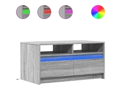Mesa De Centro|vidaxl Mesa de centro c/ luzes LED derivados madeira sonoma Cinzento
