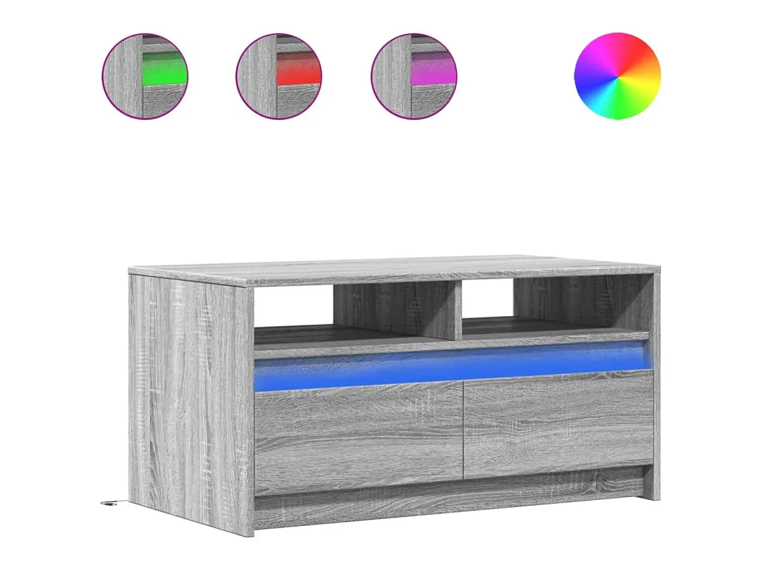 Mesa De Centro|vidaxl Mesa de centro c/ luzes LED derivados madeira sonoma Cinzento