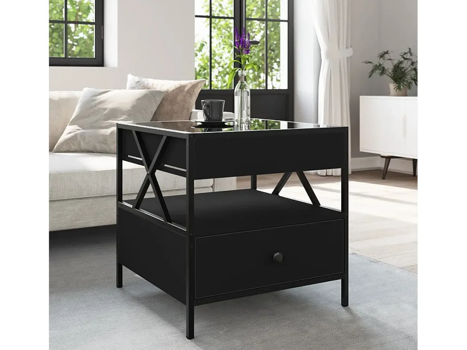 Mesa De Centro*vidaxl Mesa de centro c/ luzes LED Infinity 50x50x51 cm Preto