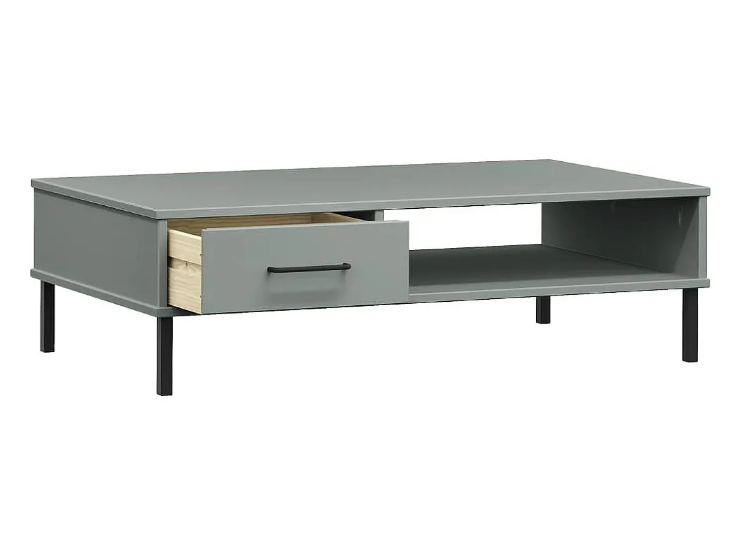 Mesa De Centro* Mesa de centro c/ pernas de metal pinho maciço OSLO PT833799 Cinzento