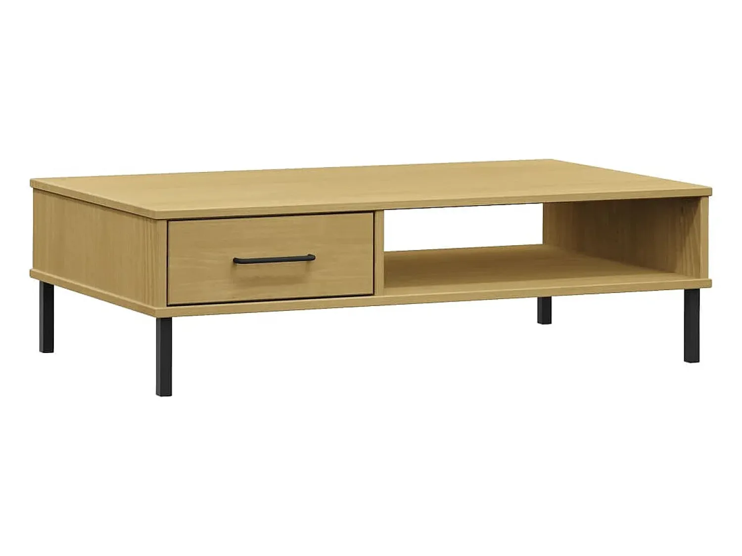 vidaxl Mesa de centro c/ pernas de metal pinho maciço OSLO castanho^ Mesa De Centro