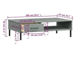 Online vidaxl Mesa de centro c/ pernas de metal pinho maciço OSLO Cinzento