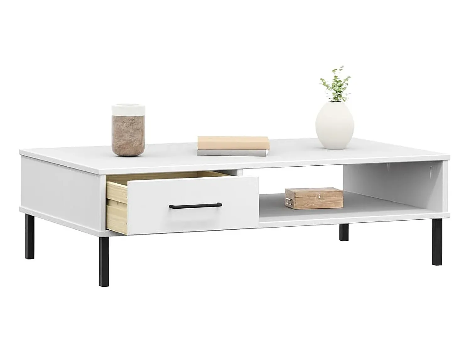 Mesa de centro c/ pernas de metal pinho maciço OSLO PT168139^ Mesa De Centro