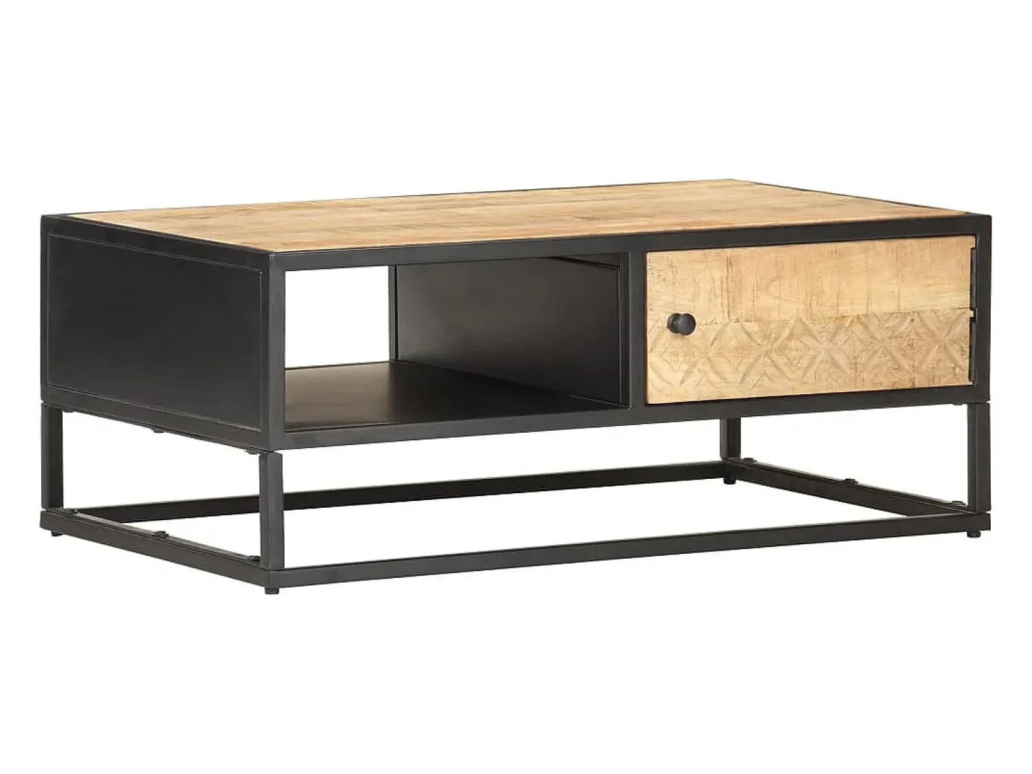Mesa De Centro|vidaxl Mesa de centro c/ porta esculpida 90x55x36 cm mangueira áspera Natural claro