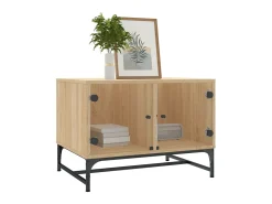 Mesa De Centro| Mesa de centro c/ portas de vidro 68,5x50x50 cm carvalho sonoma PT322719 Castanho