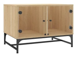 Mesa De Centro| Mesa de centro c/ portas de vidro 68,5x50x50 cm carvalho sonoma PT322719 Castanho