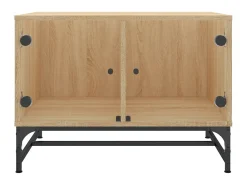 Mesa De Centro| Mesa de centro c/ portas de vidro 68,5x50x50 cm carvalho sonoma PT322719 Castanho