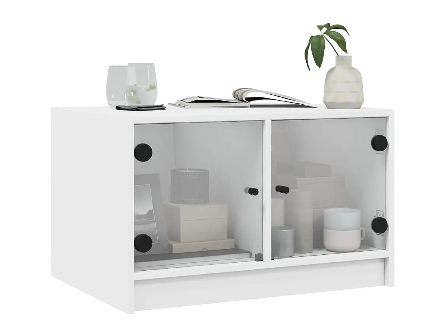 Mesa de centro c/ portas de vidro 68x50x42 cm PT170054^ Mesa De Centro