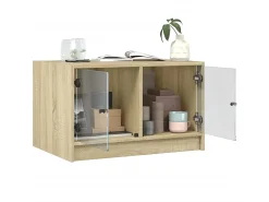 Mesa De Centro| Mesa de centro c/ portas de vidro 68x50x42 cm carvalho sonoma PT263827 Castanho