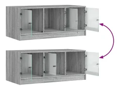 Mesa De Centro*vidaxl Mesa de centro c/ portas de vidro 102x50x42 cm cinza sonoma Cinzento