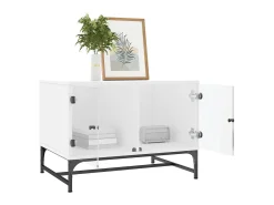Mesa De Centro| Mesa de centro c/ portas de vidro 68,5x50x50 cm PT357617 Branco