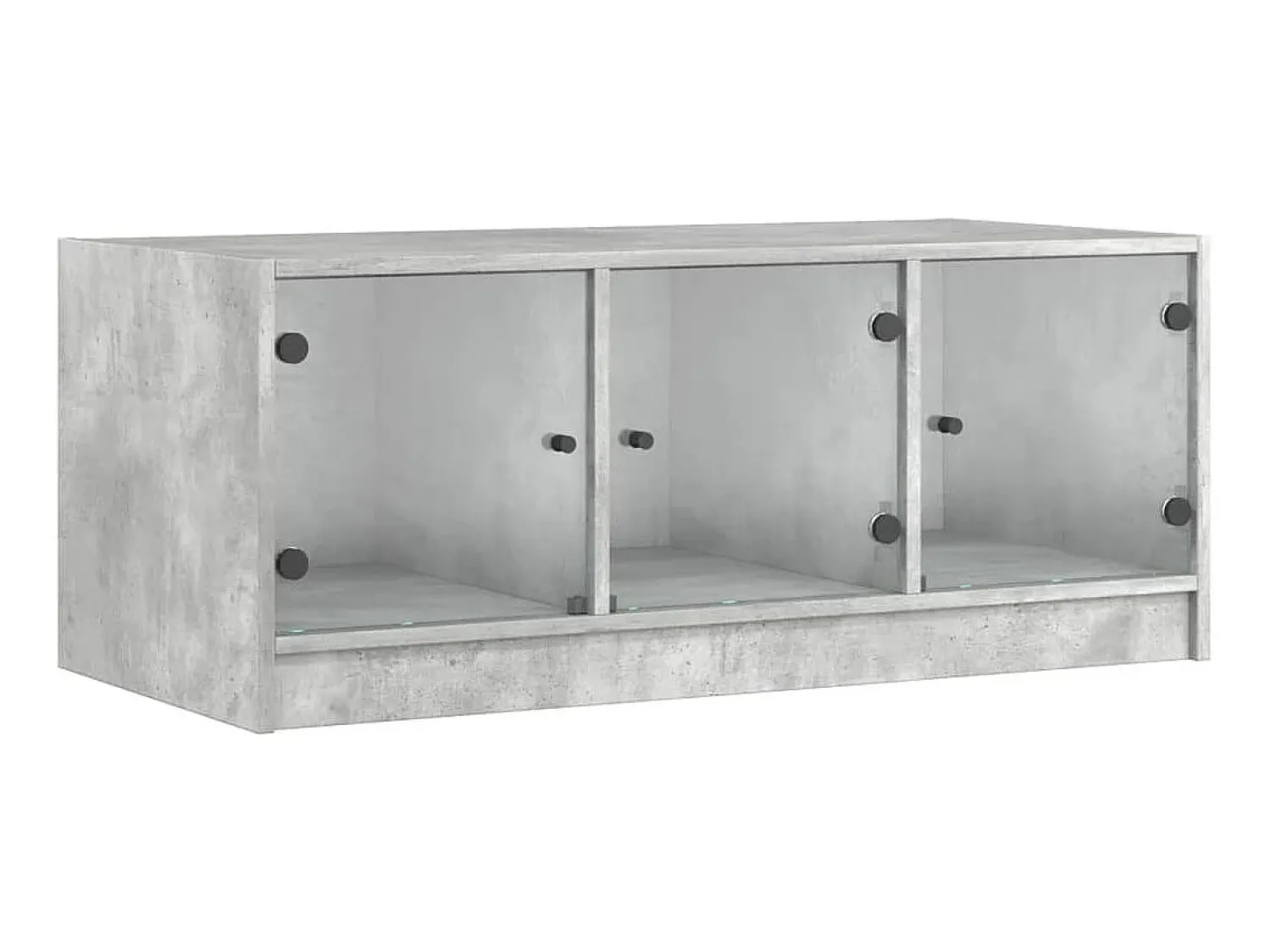 Mesa de centro c/ portas de vidro 102x50x42 cm cinza cimento PT126808^ Mesa De Centro
